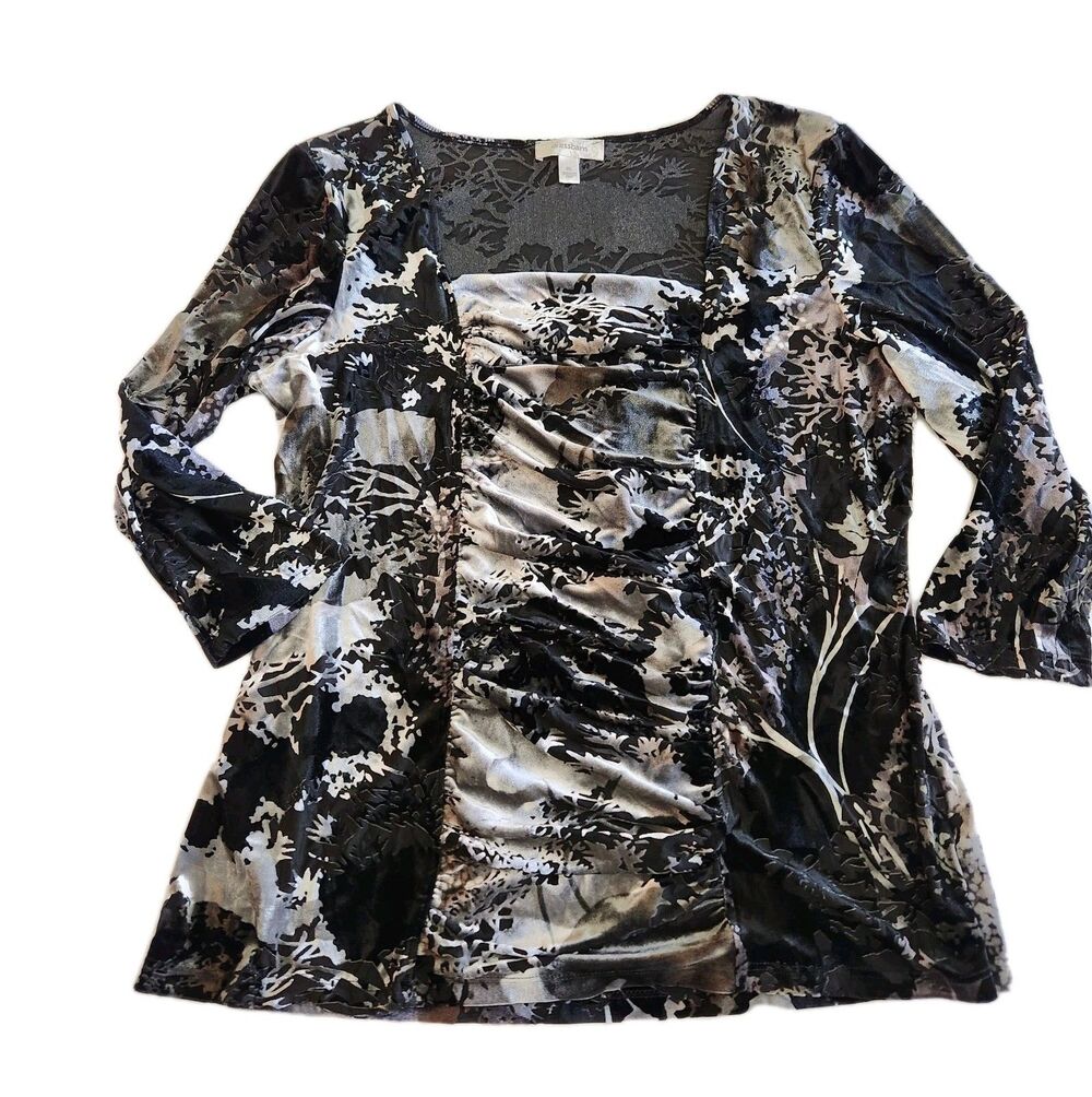 Dress Barn Y2K Ruched Velvet Burnout Semi Sheer Whimsygoth Witchy Grunge SZ XL